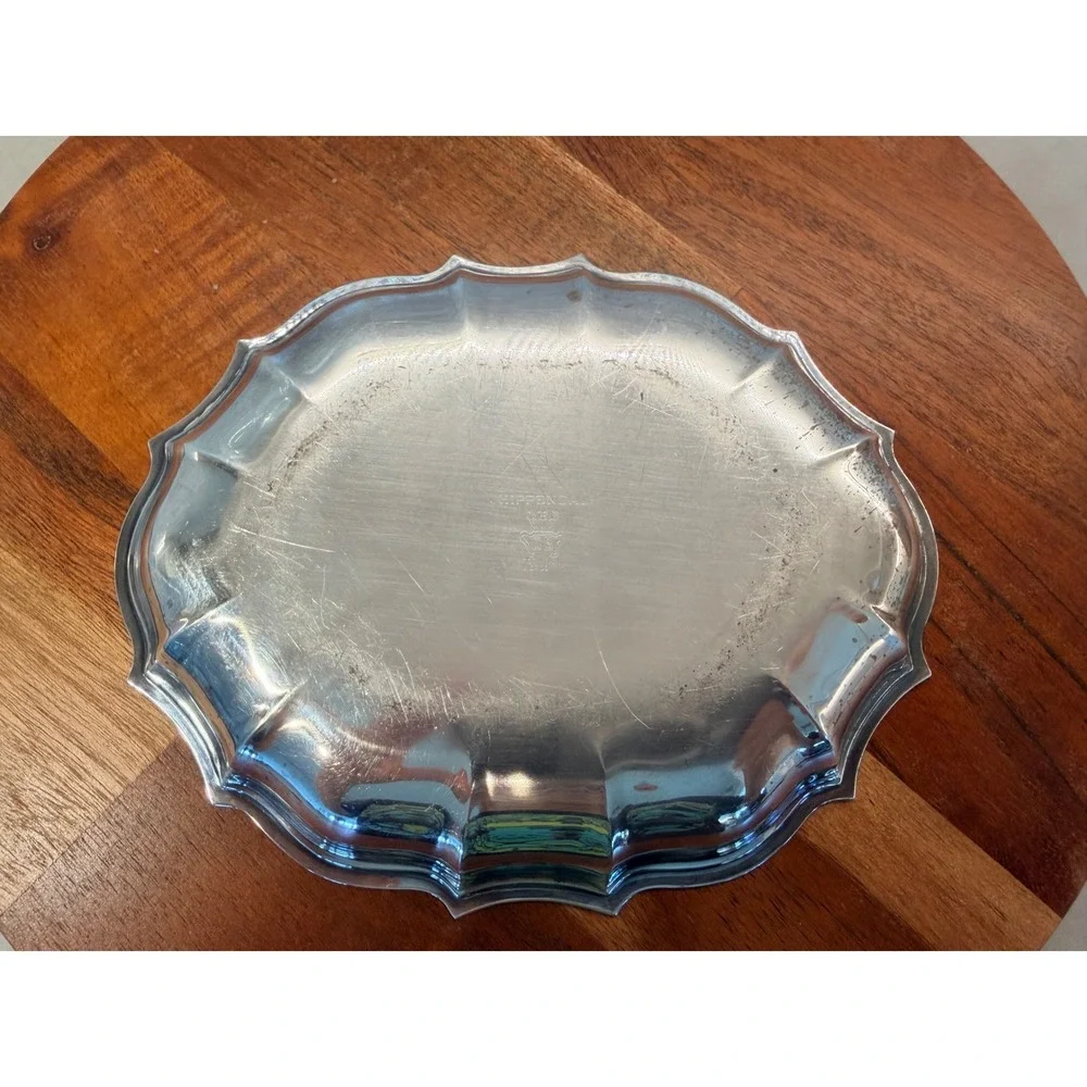 International Silver Co Chippendale Silver Plated Scalloped Oval Tray Dish